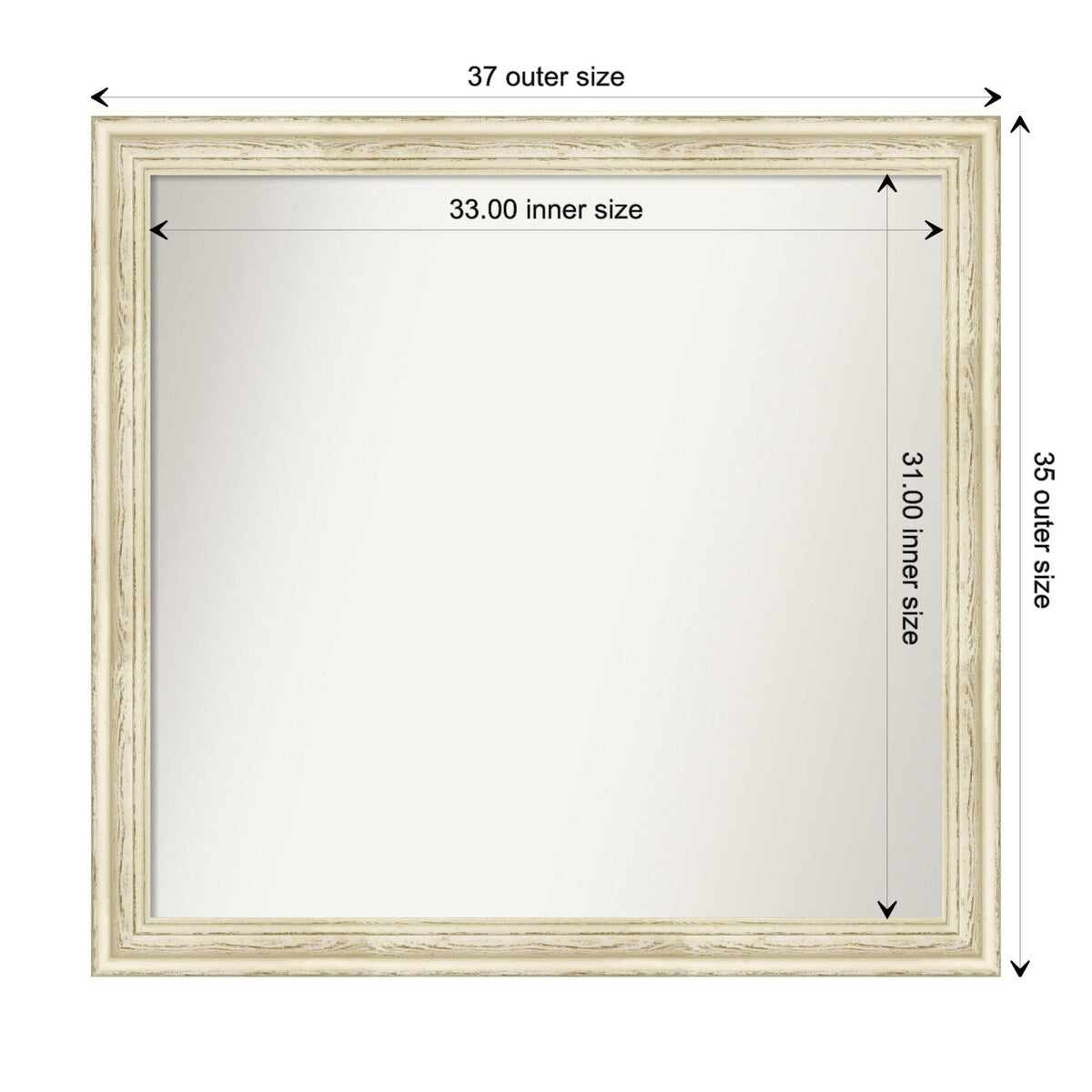Wall Mirror Choose Your Custom Size - Large, Country Whitewash Wood