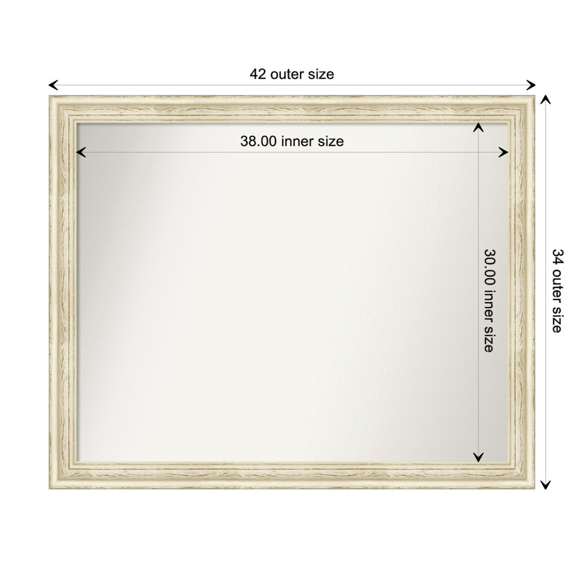 Wall Mirror Choose Your Custom Size - Large, Country Whitewash Wood