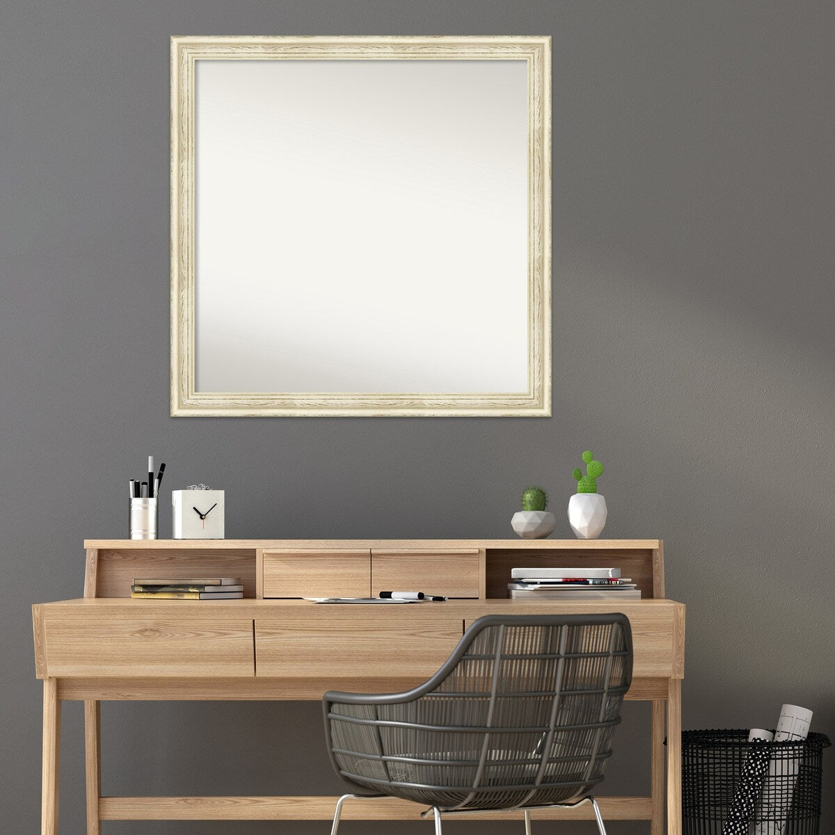 Wall Mirror Choose Your Custom Size - Large, Country Whitewash Wood