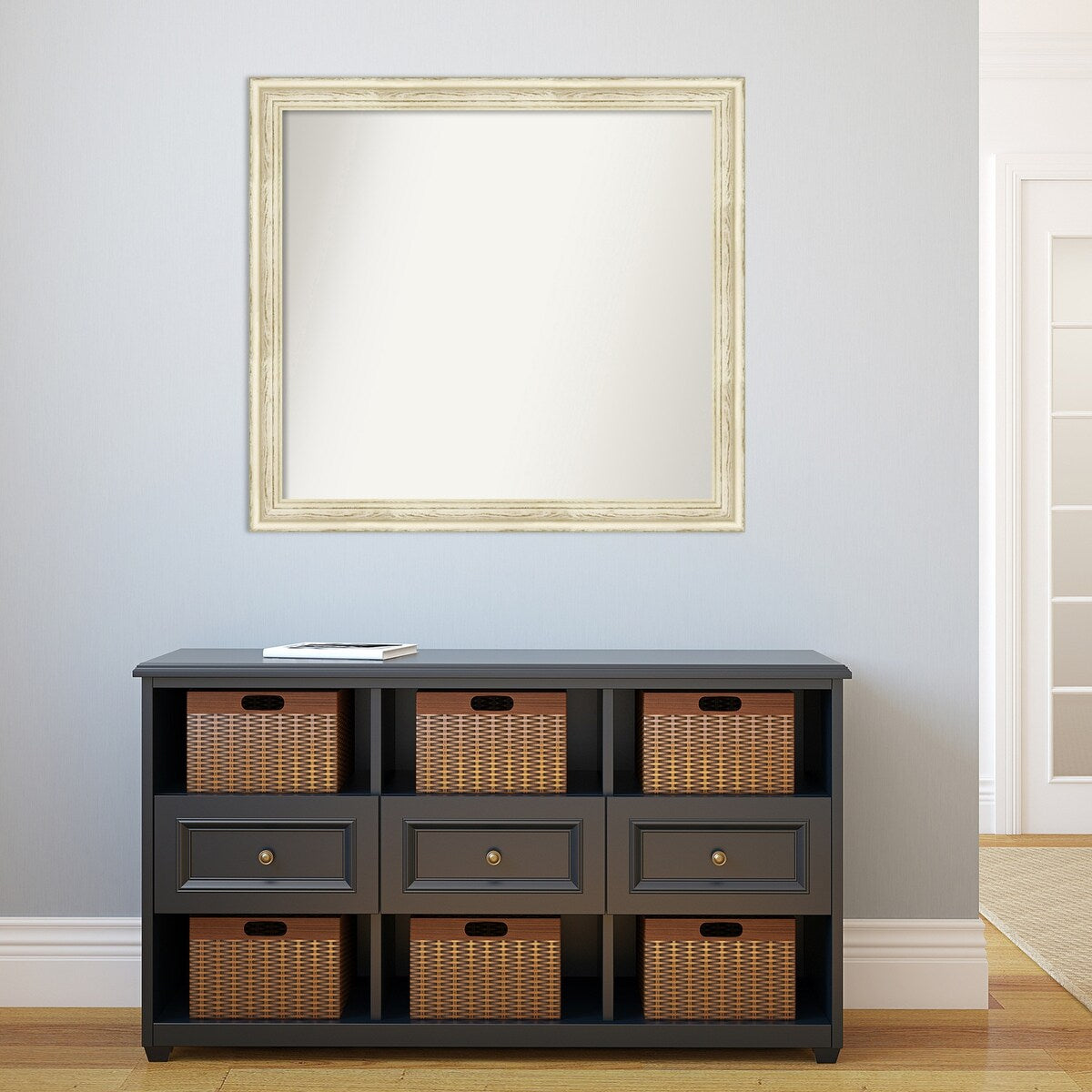 Wall Mirror Choose Your Custom Size - Large, Country Whitewash Wood