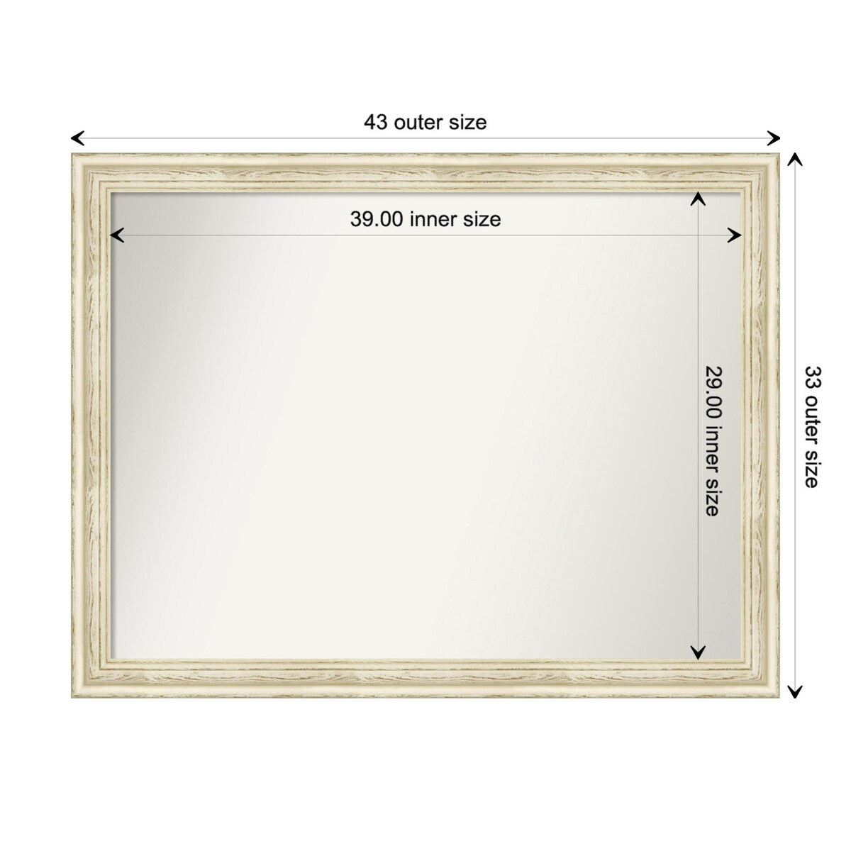 Wall Mirror Choose Your Custom Size - Large, Country Whitewash Wood