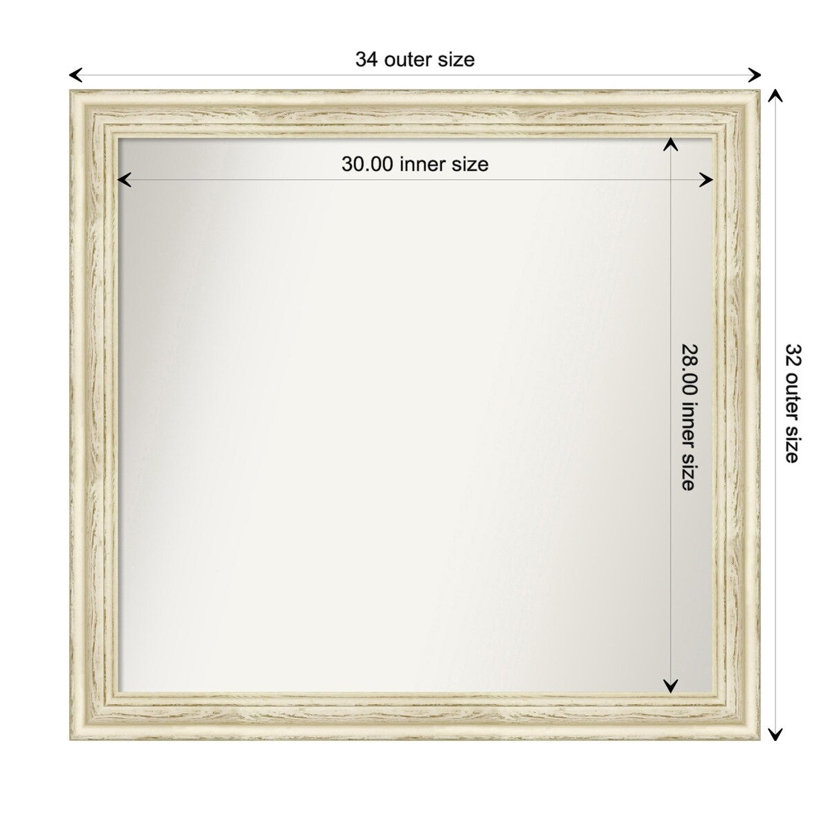 Wall Mirror Choose Your Custom Size - Large, Country Whitewash Wood