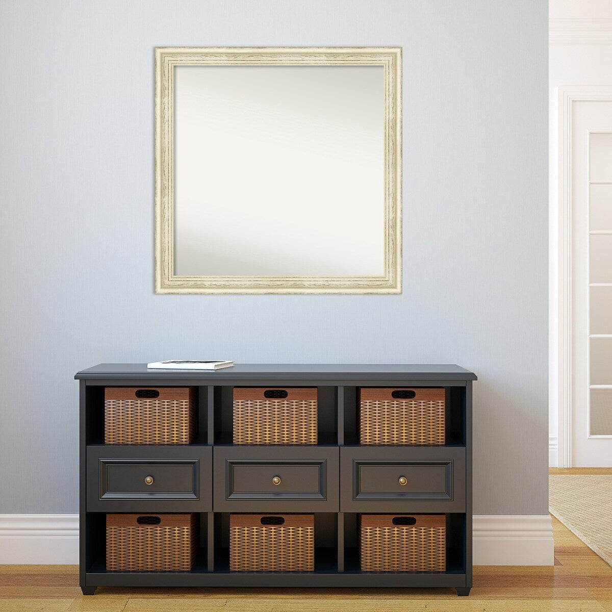 Wall Mirror Choose Your Custom Size - Large, Country Whitewash Wood