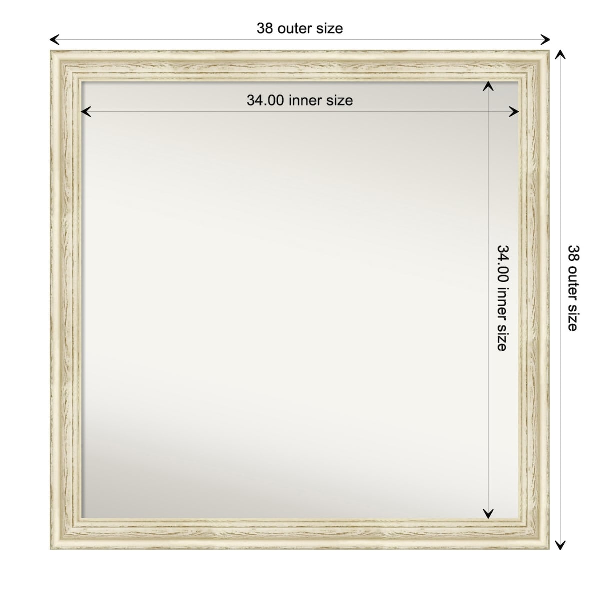 Wall Mirror Choose Your Custom Size - Large, Country Whitewash Wood