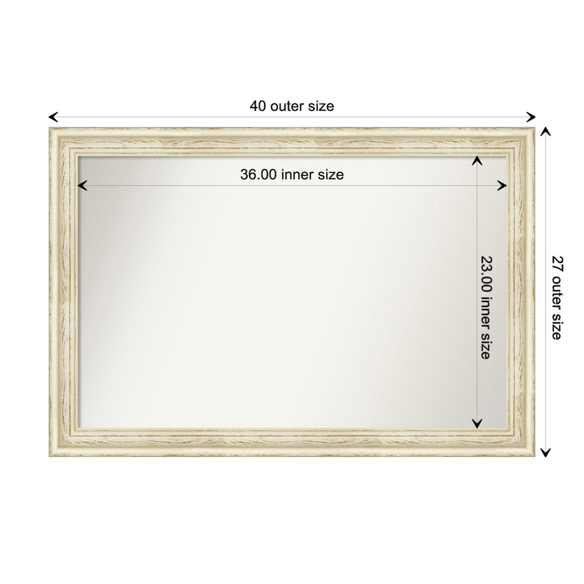 Wall Mirror Choose Your Custom Size - Large, Country Whitewash Wood