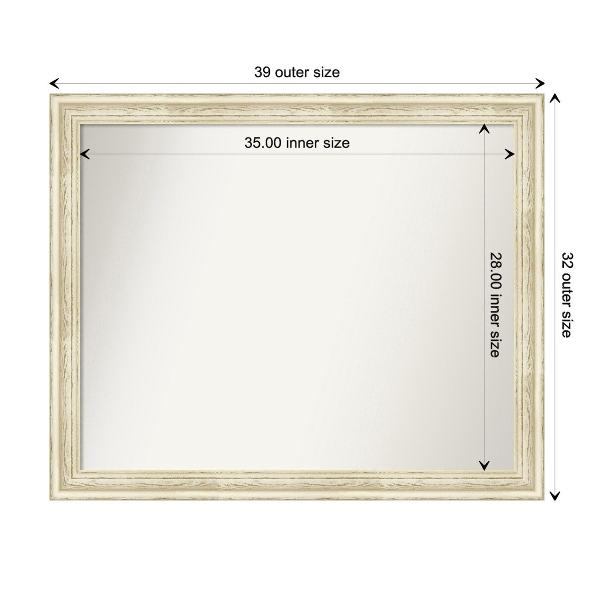 Wall Mirror Choose Your Custom Size - Large, Country Whitewash Wood