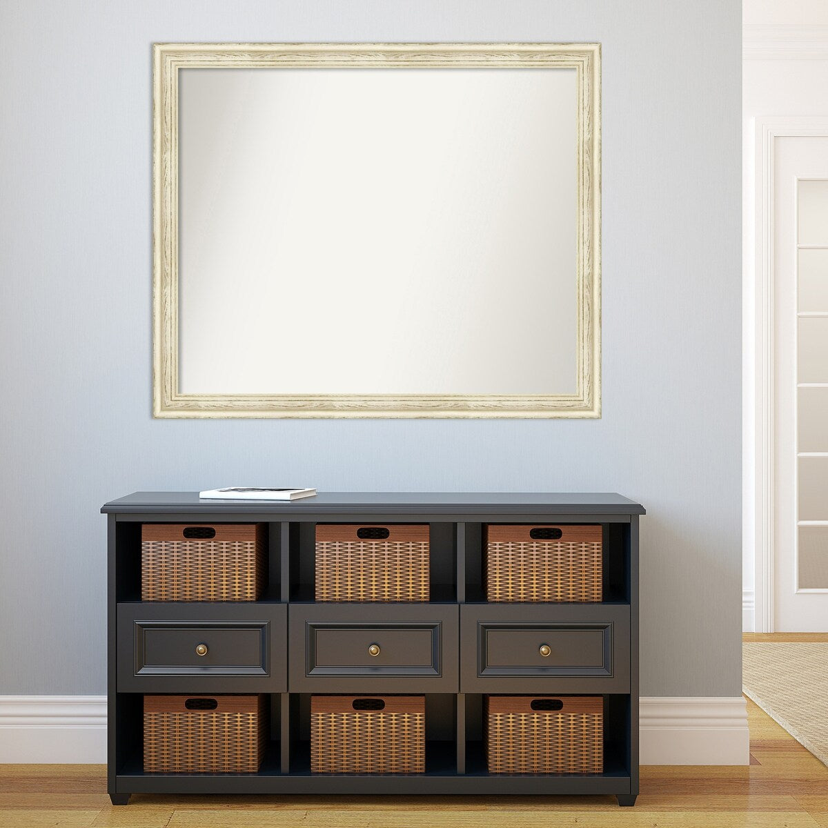 Wall Mirror Choose Your Custom Size - Large, Country Whitewash Wood