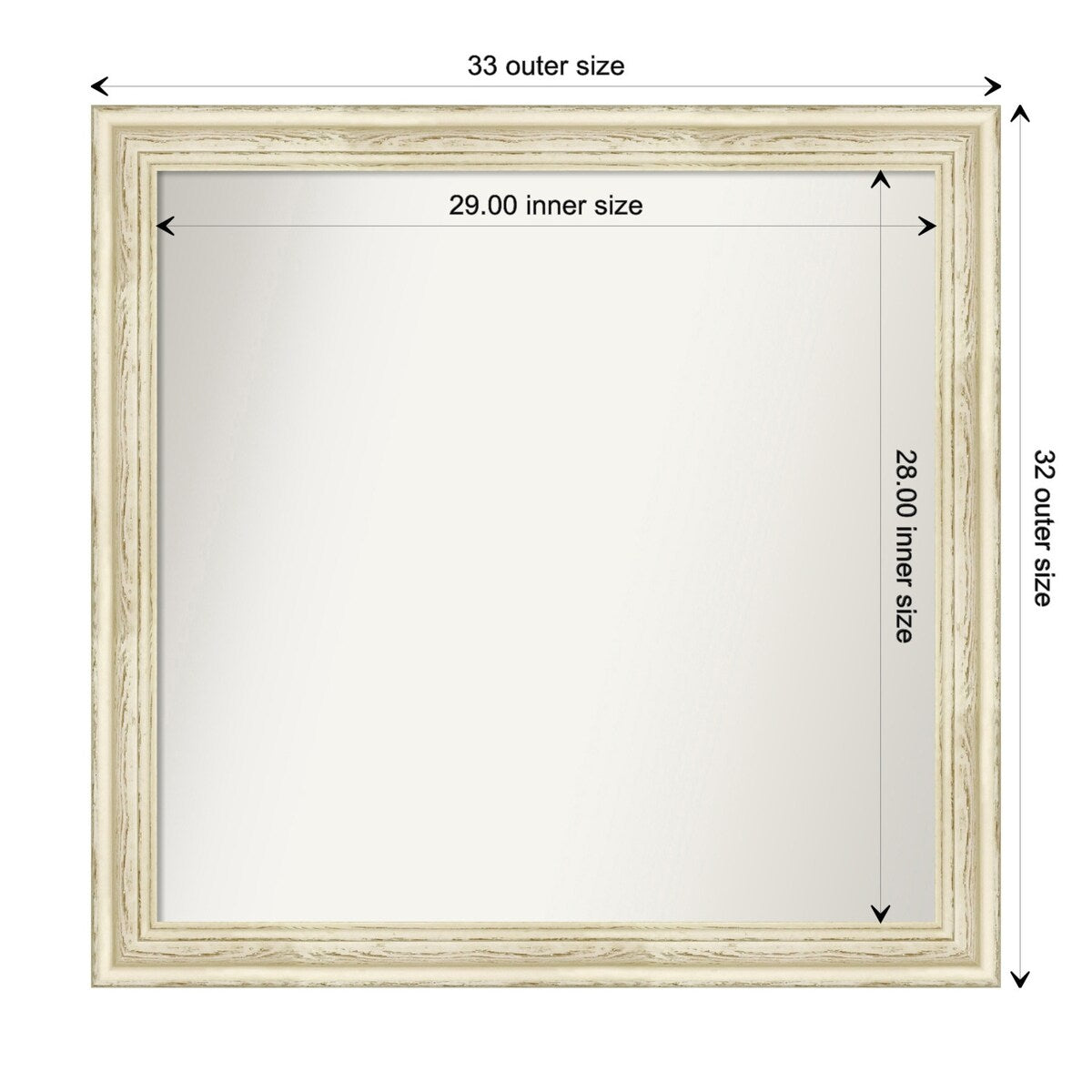 Wall Mirror Choose Your Custom Size - Large, Country Whitewash Wood
