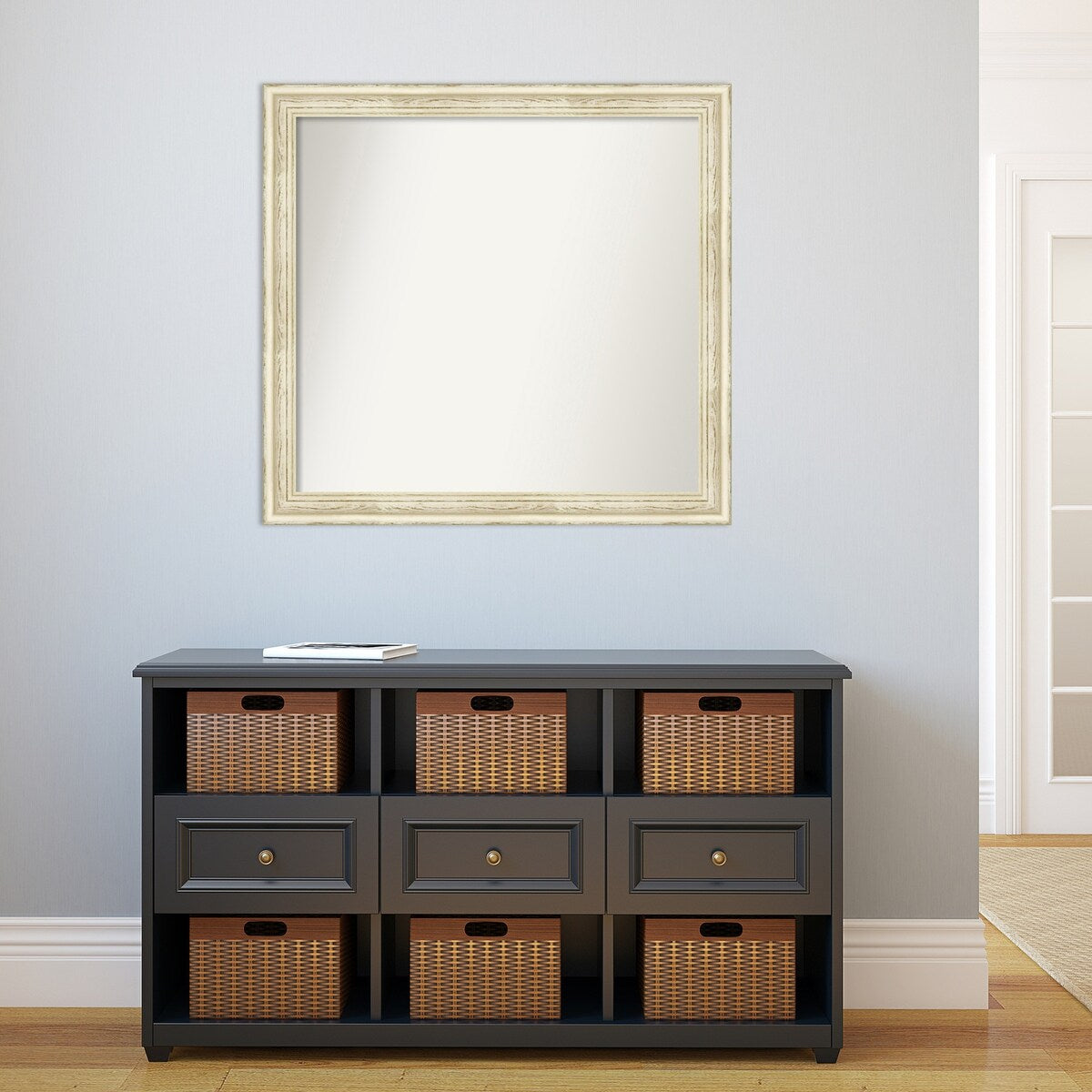 Wall Mirror Choose Your Custom Size - Large, Country Whitewash Wood