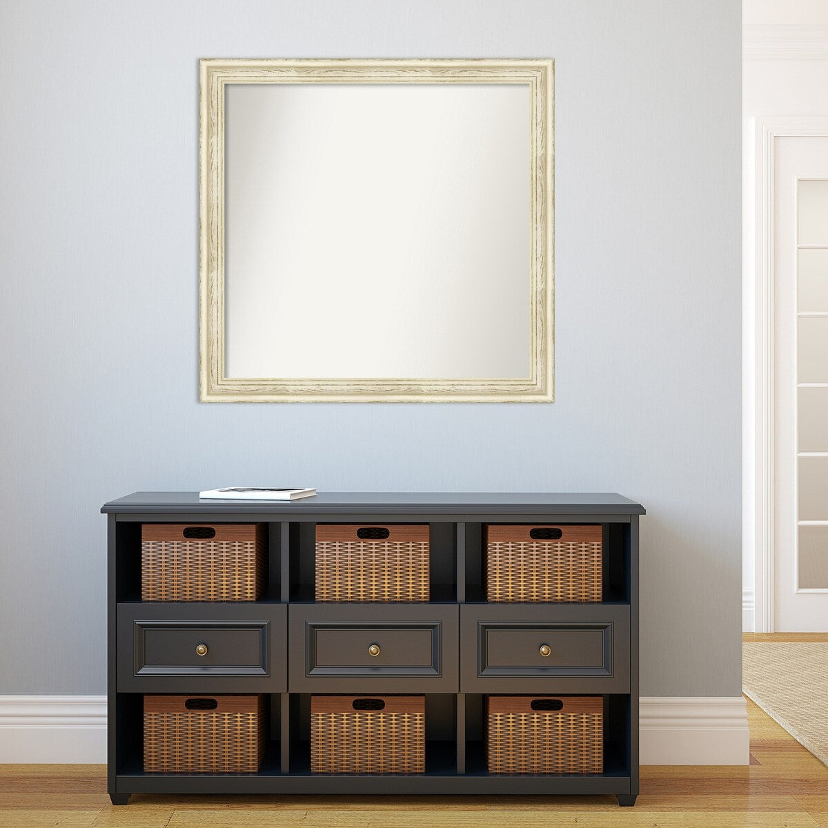 Wall Mirror Choose Your Custom Size - Large, Country Whitewash Wood