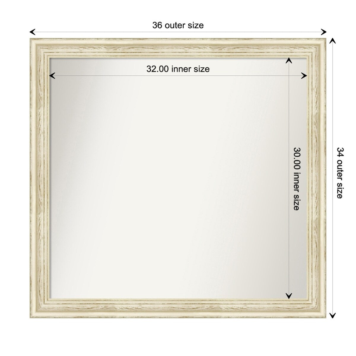 Wall Mirror Choose Your Custom Size - Large, Country Whitewash Wood