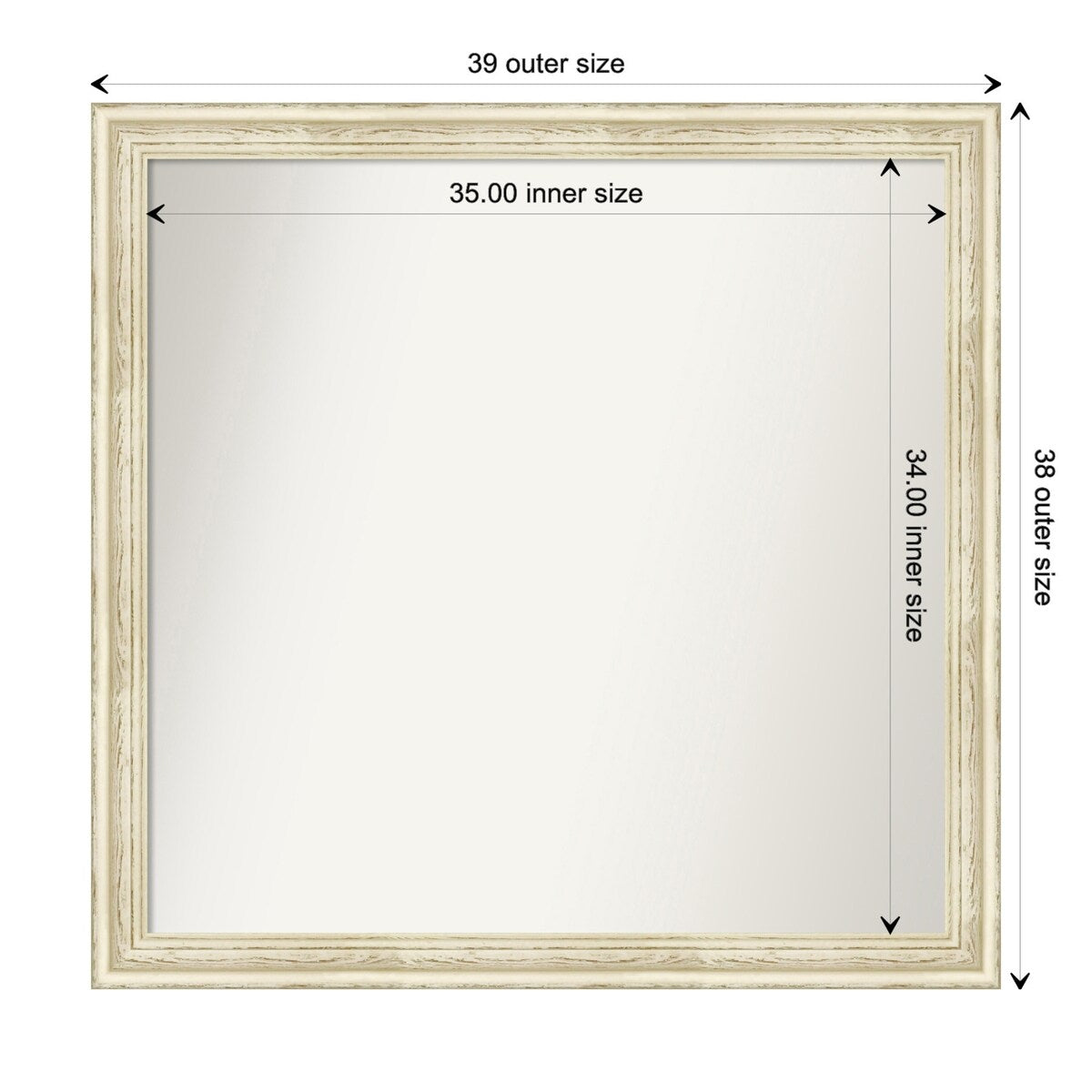 Wall Mirror Choose Your Custom Size - Large, Country Whitewash Wood