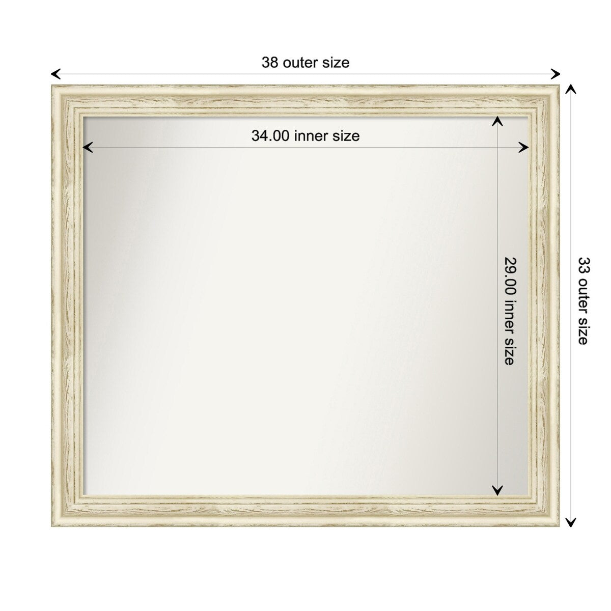 Wall Mirror Choose Your Custom Size - Large, Country Whitewash Wood