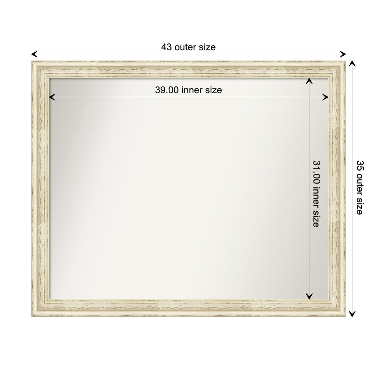 Wall Mirror Choose Your Custom Size - Large, Country Whitewash Wood