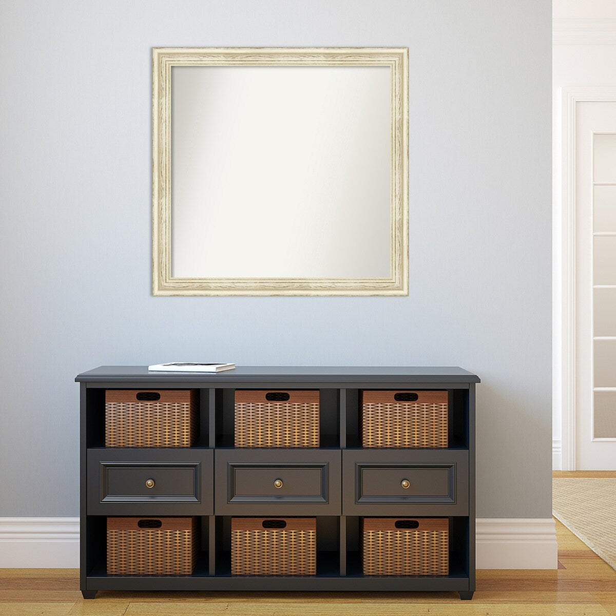 Wall Mirror Choose Your Custom Size - Large, Country Whitewash Wood