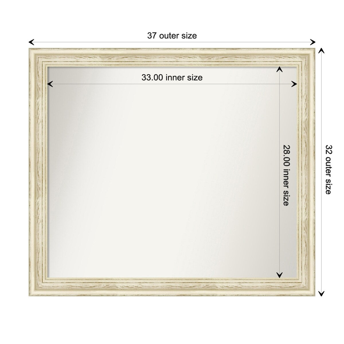 Wall Mirror Choose Your Custom Size - Large, Country Whitewash Wood