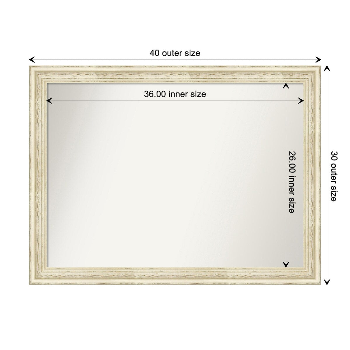 Wall Mirror Choose Your Custom Size - Large, Country Whitewash Wood