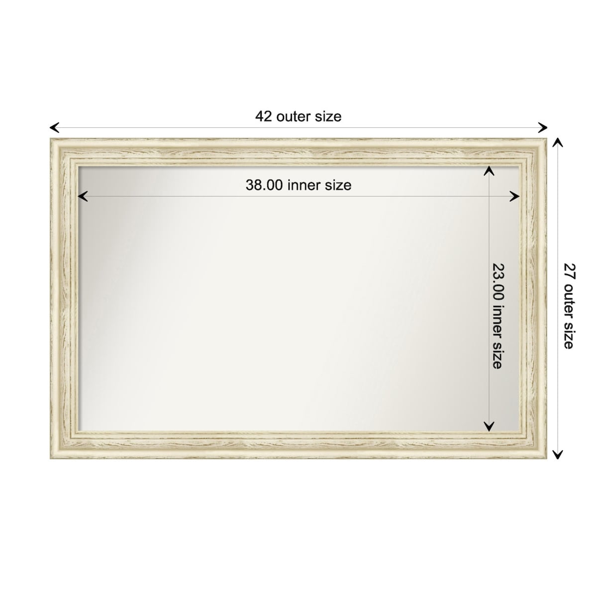 Wall Mirror Choose Your Custom Size - Large, Country Whitewash Wood