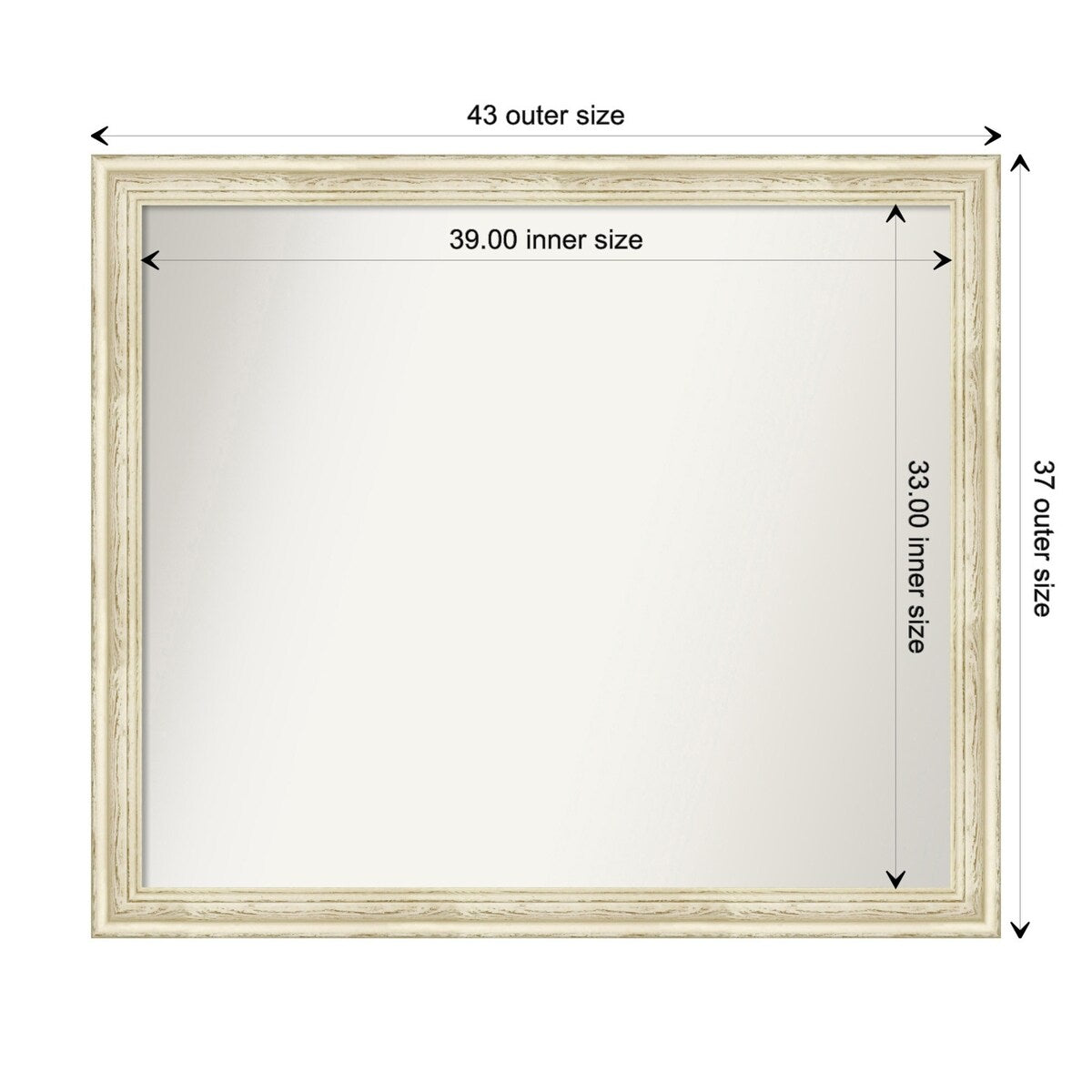 Wall Mirror Choose Your Custom Size - Large, Country Whitewash Wood