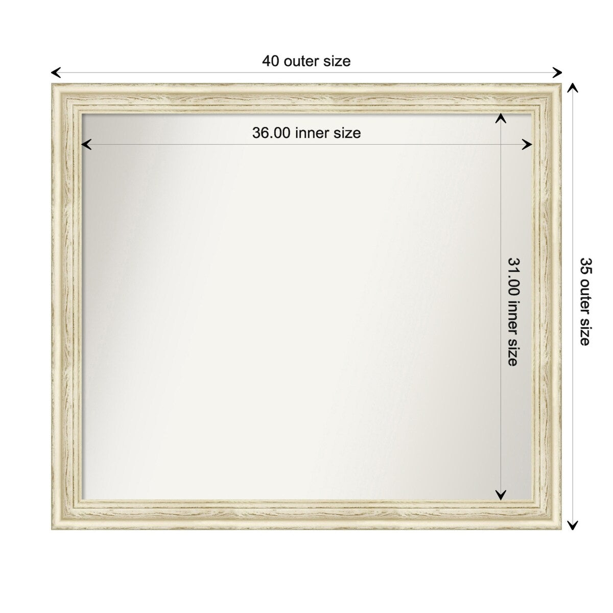 Wall Mirror Choose Your Custom Size - Large, Country Whitewash Wood