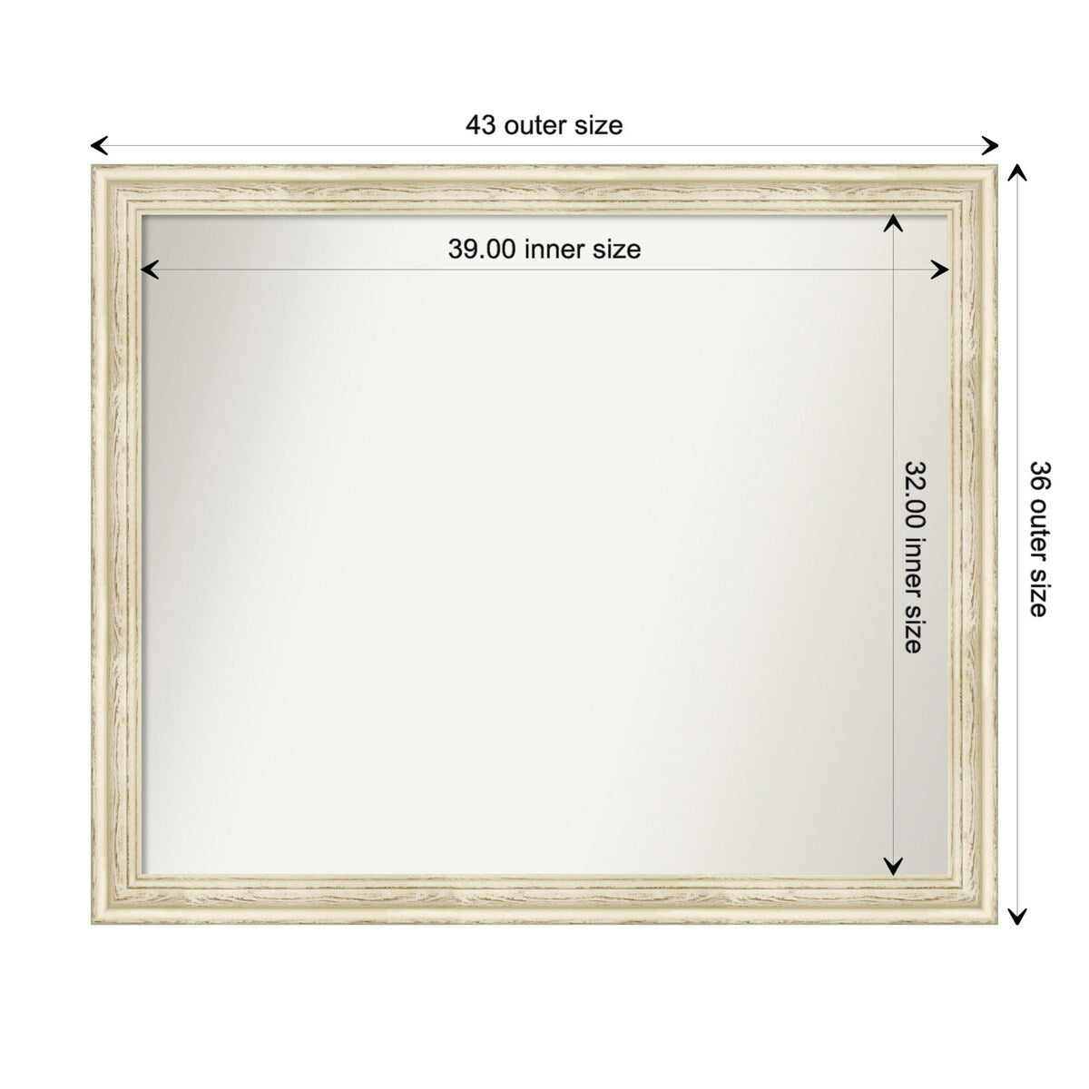 Wall Mirror Choose Your Custom Size - Large, Country Whitewash Wood