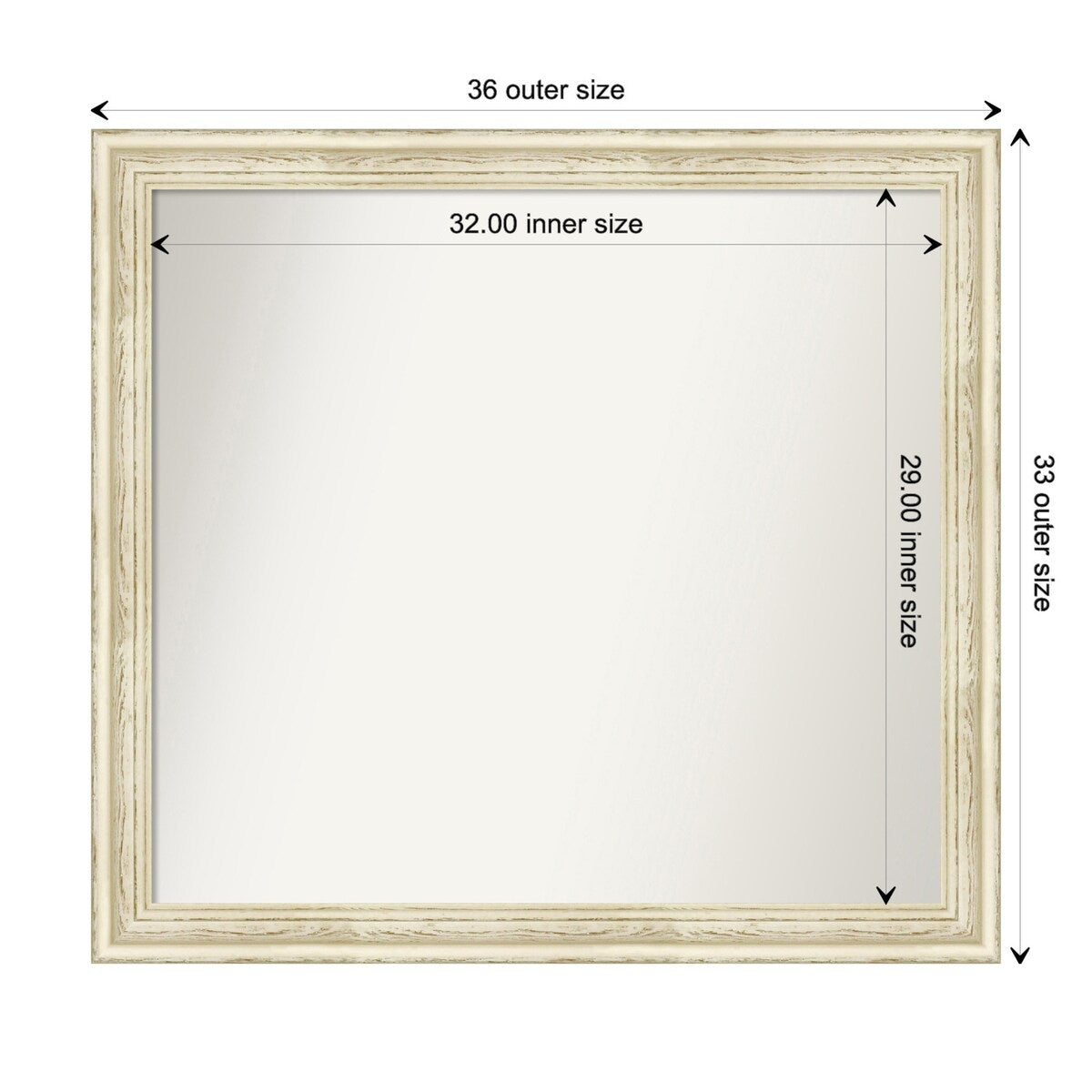 Wall Mirror Choose Your Custom Size - Large, Country Whitewash Wood