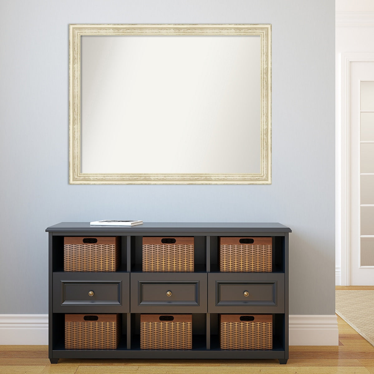 Wall Mirror Choose Your Custom Size - Large, Country Whitewash Wood