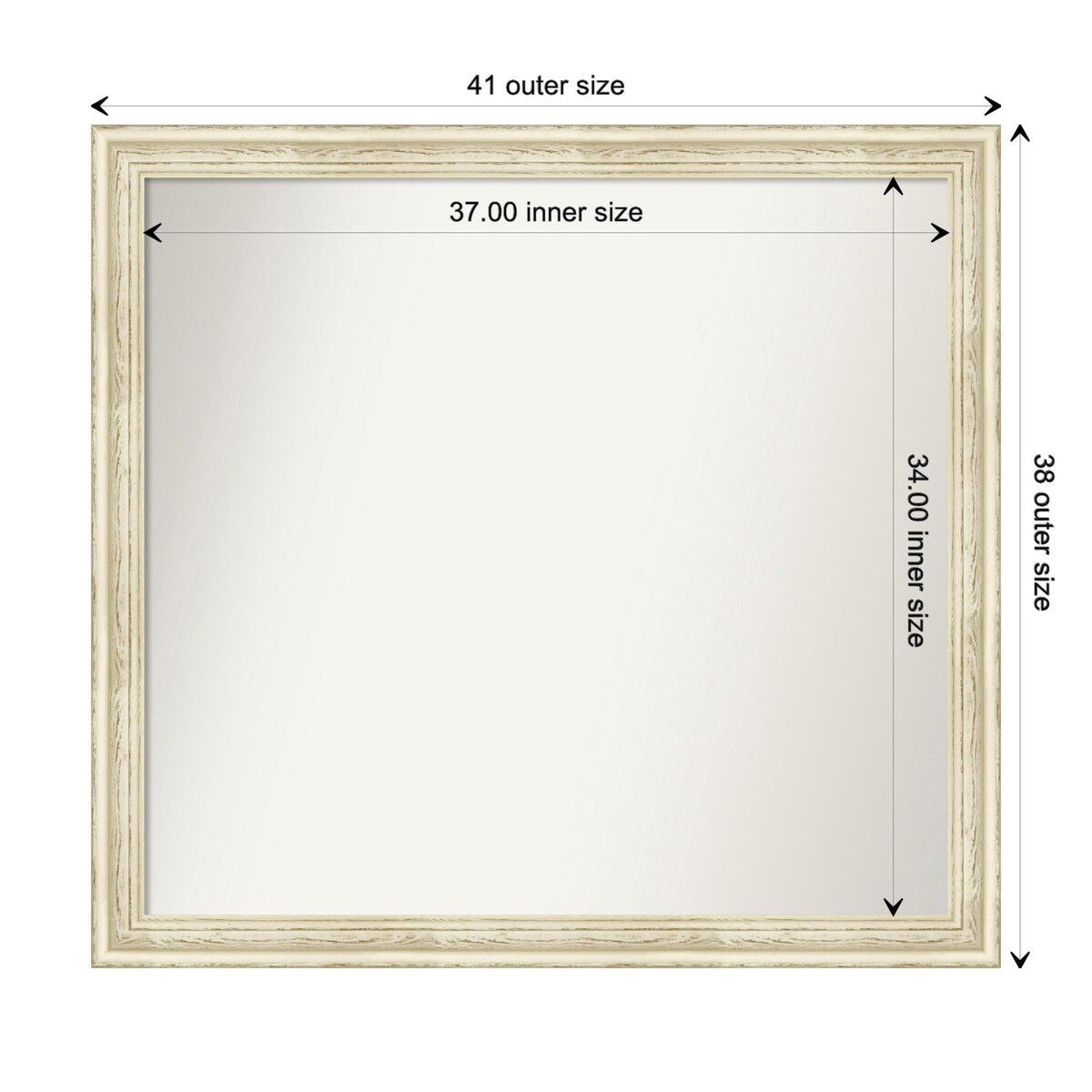 Wall Mirror Choose Your Custom Size - Large, Country Whitewash Wood