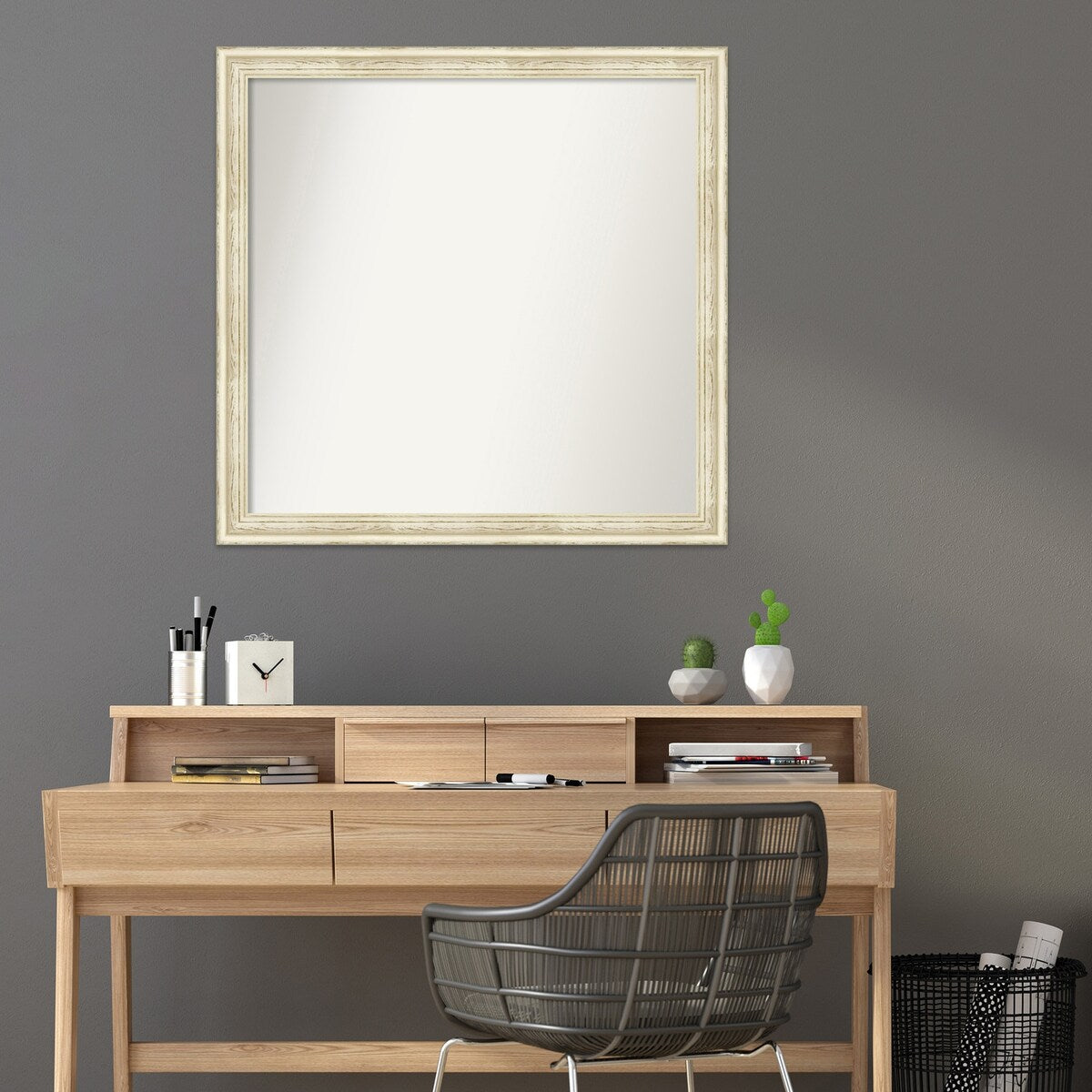 Wall Mirror Choose Your Custom Size - Large, Country Whitewash Wood