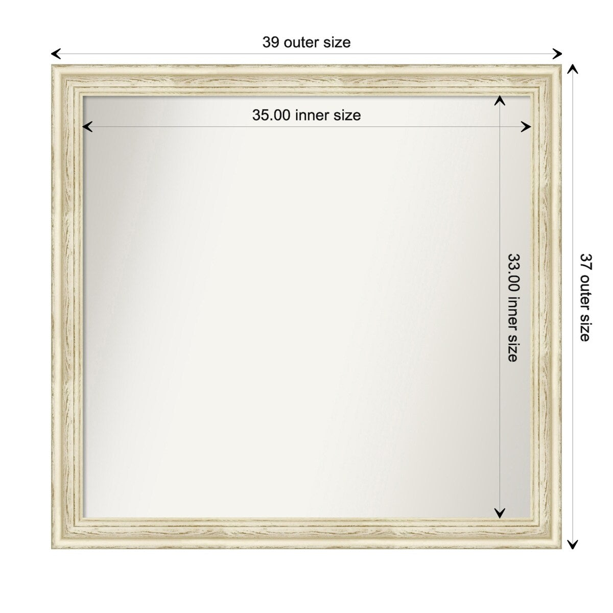 Wall Mirror Choose Your Custom Size - Large, Country Whitewash Wood