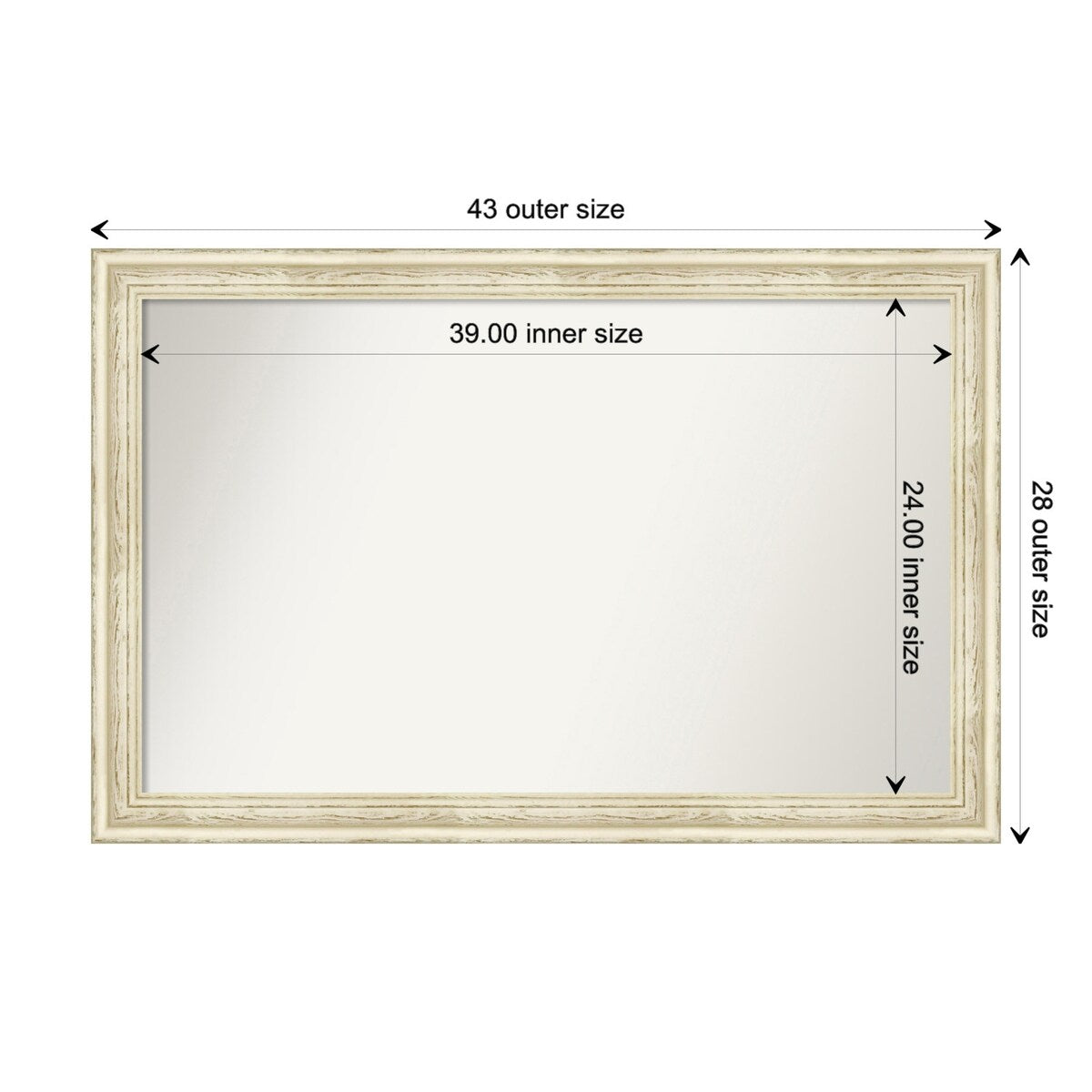 Wall Mirror Choose Your Custom Size - Large, Country Whitewash Wood