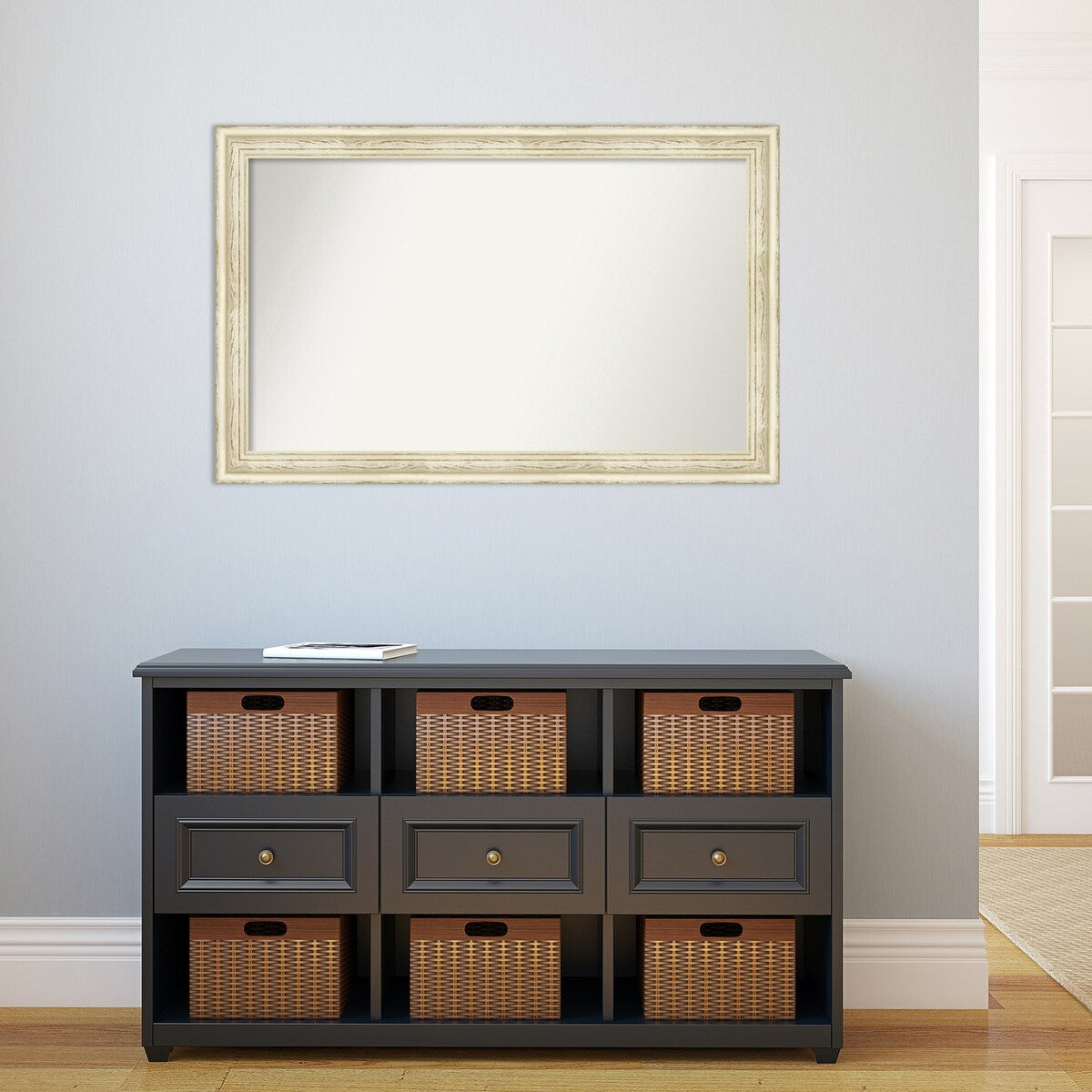 Wall Mirror Choose Your Custom Size - Large, Country Whitewash Wood