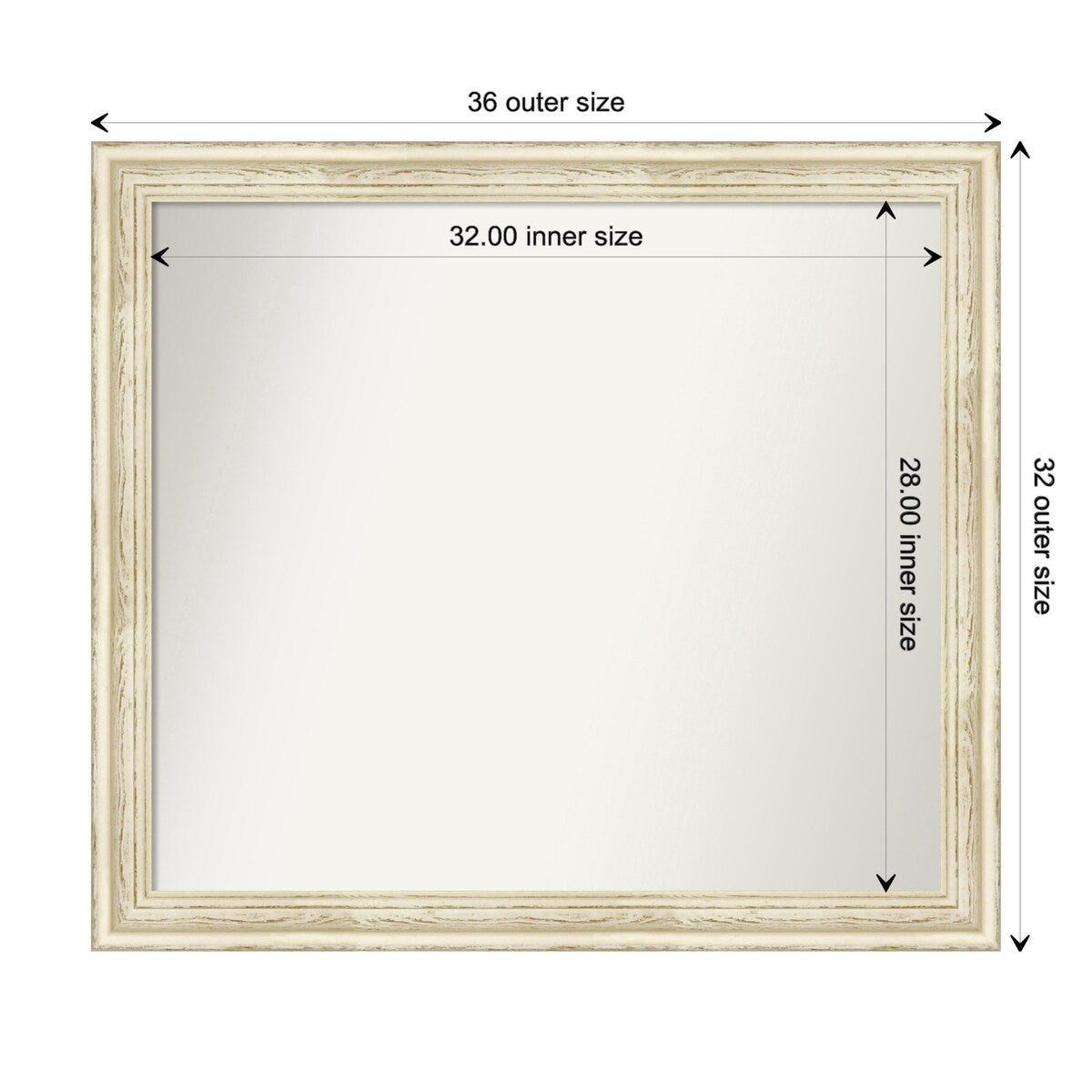 Wall Mirror Choose Your Custom Size - Large, Country Whitewash Wood