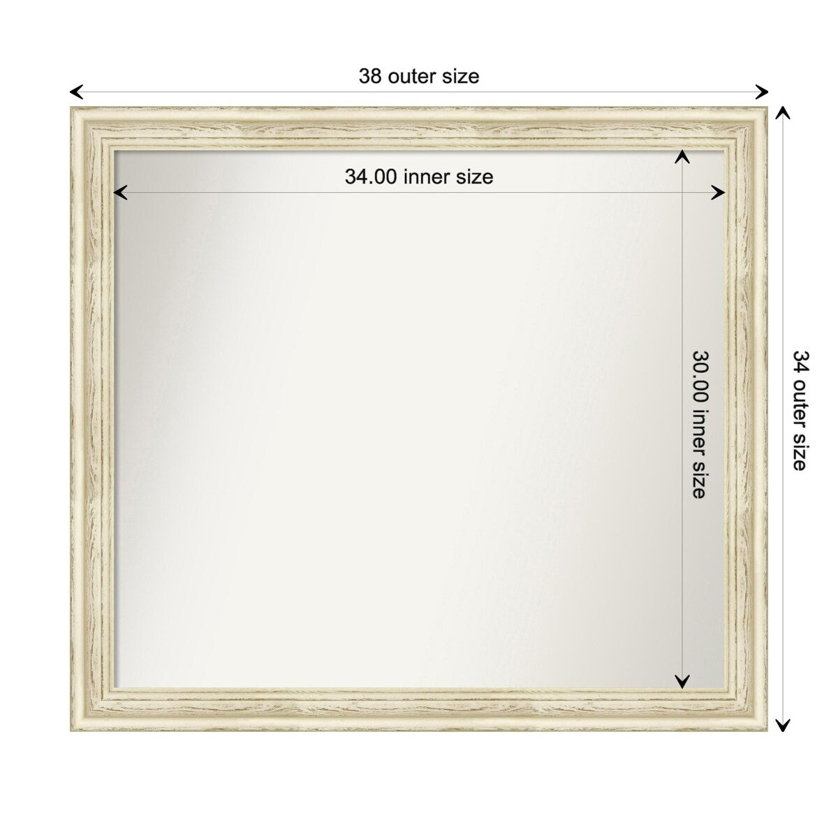 Wall Mirror Choose Your Custom Size - Large, Country Whitewash Wood