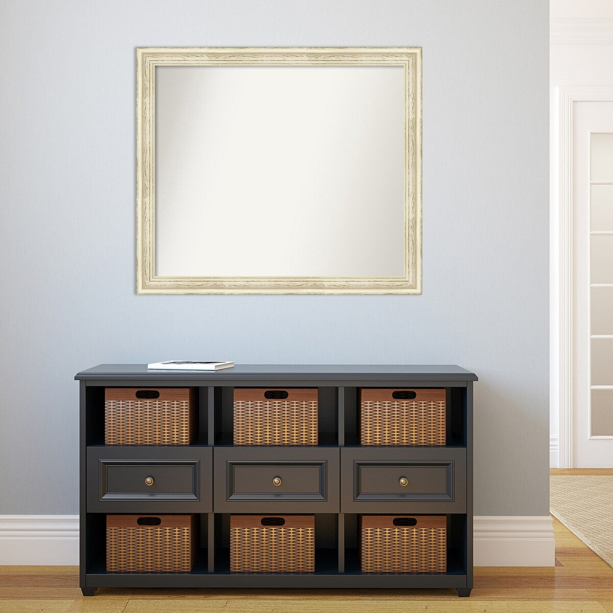 Wall Mirror Choose Your Custom Size - Large, Country Whitewash Wood