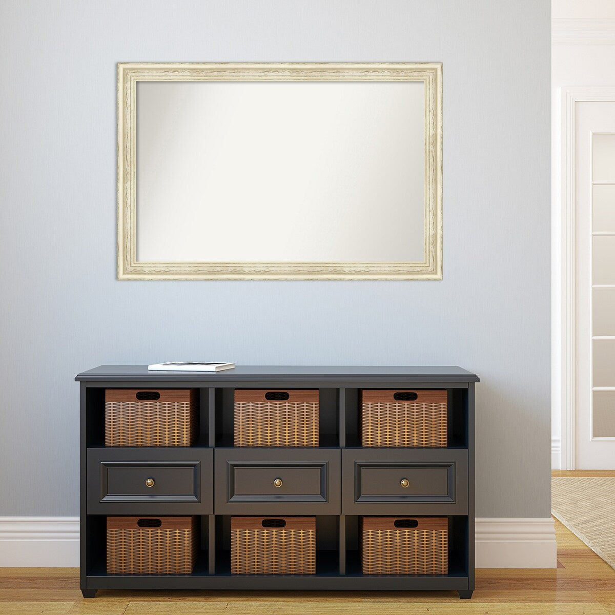 Wall Mirror Choose Your Custom Size - Large, Country Whitewash Wood