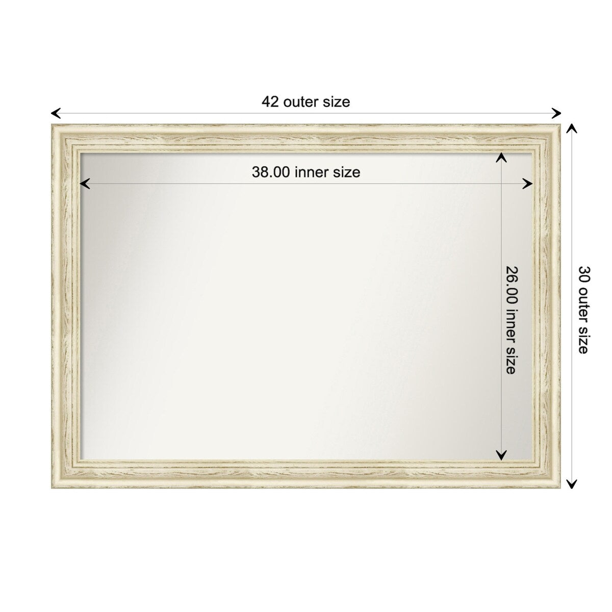 Wall Mirror Choose Your Custom Size - Large, Country Whitewash Wood