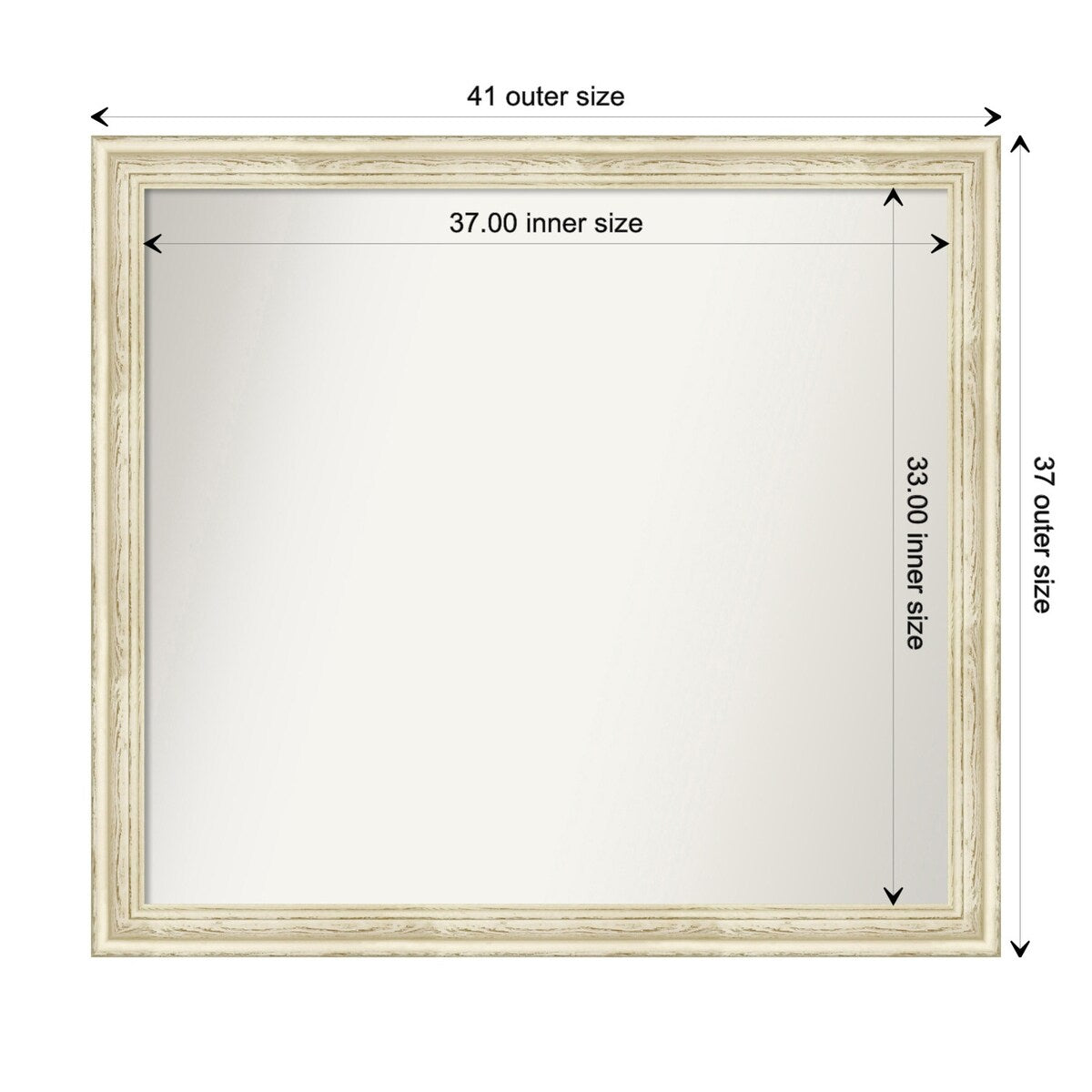 Wall Mirror Choose Your Custom Size - Large, Country Whitewash Wood