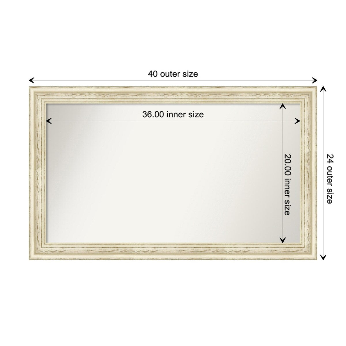Wall Mirror Choose Your Custom Size - Large, Country Whitewash Wood