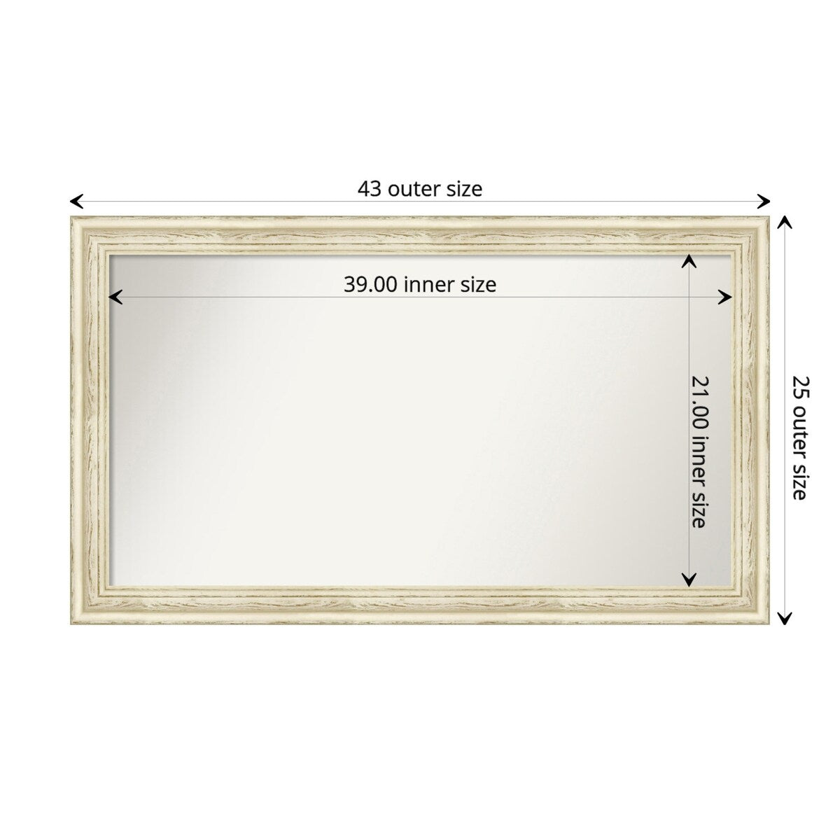 Wall Mirror Choose Your Custom Size - Large, Country Whitewash Wood