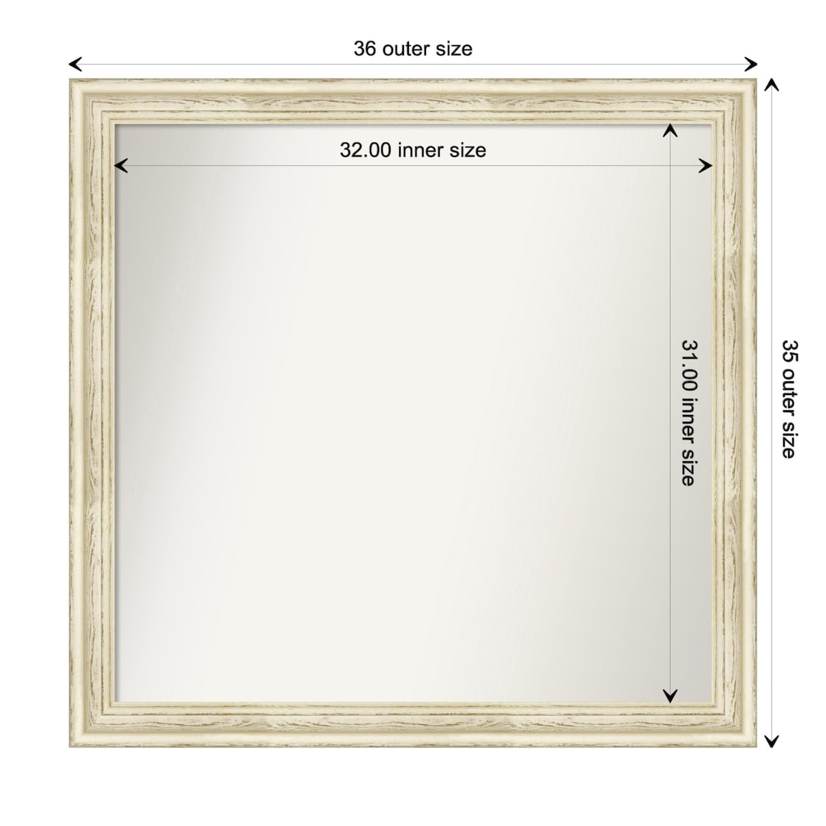 Wall Mirror Choose Your Custom Size - Large, Country Whitewash Wood
