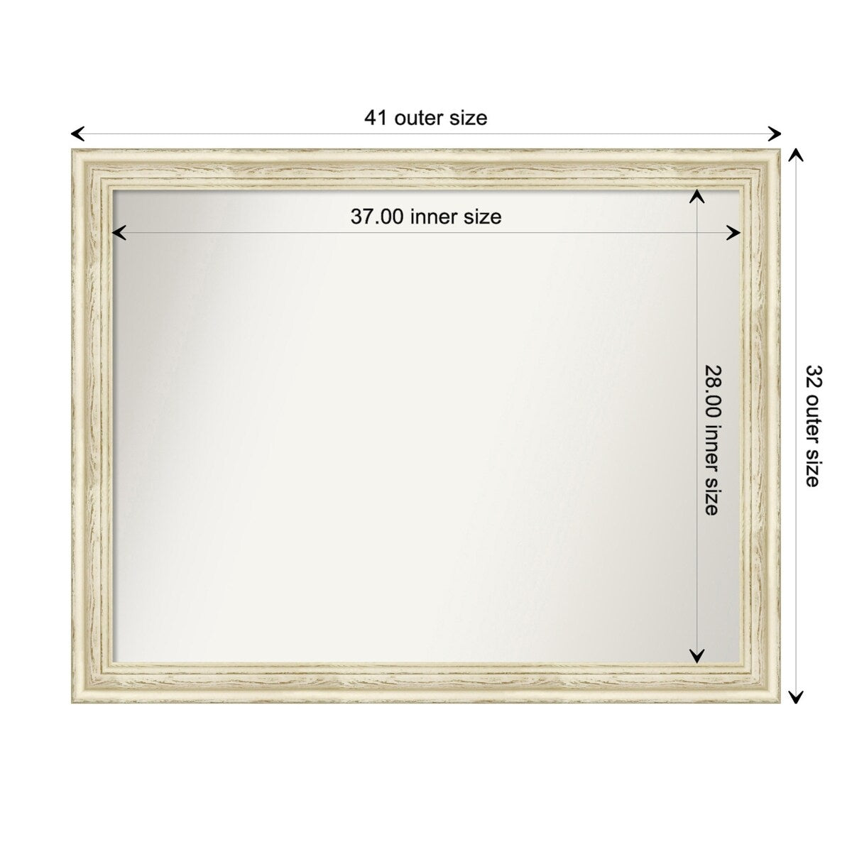 Wall Mirror Choose Your Custom Size - Large, Country Whitewash Wood