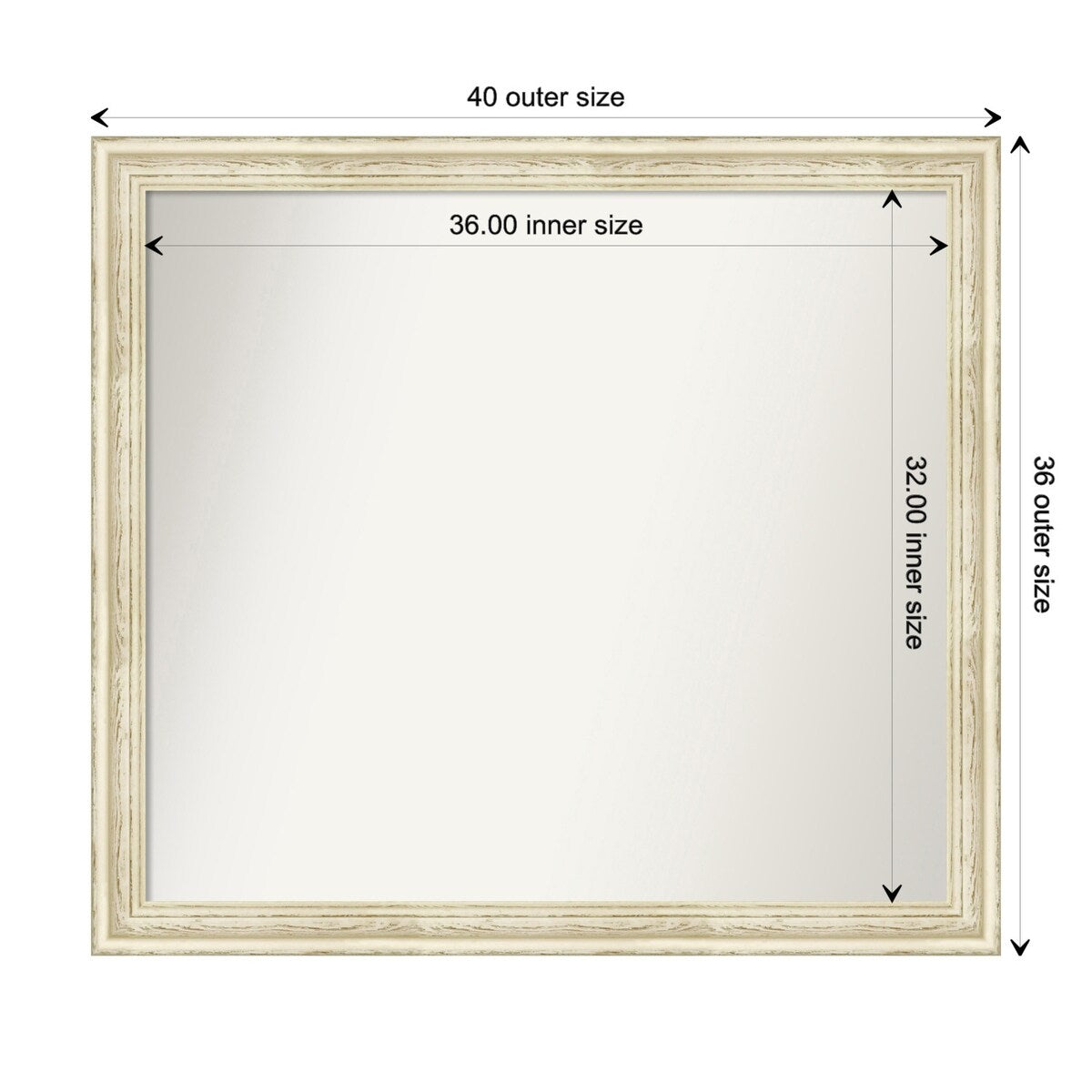 Wall Mirror Choose Your Custom Size - Large, Country Whitewash Wood