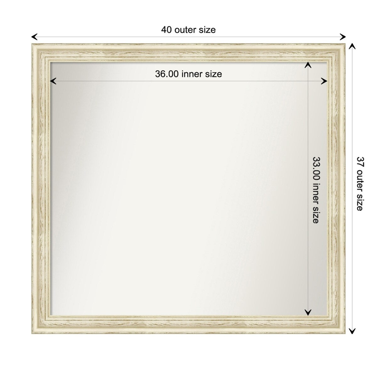 Wall Mirror Choose Your Custom Size - Large, Country Whitewash Wood