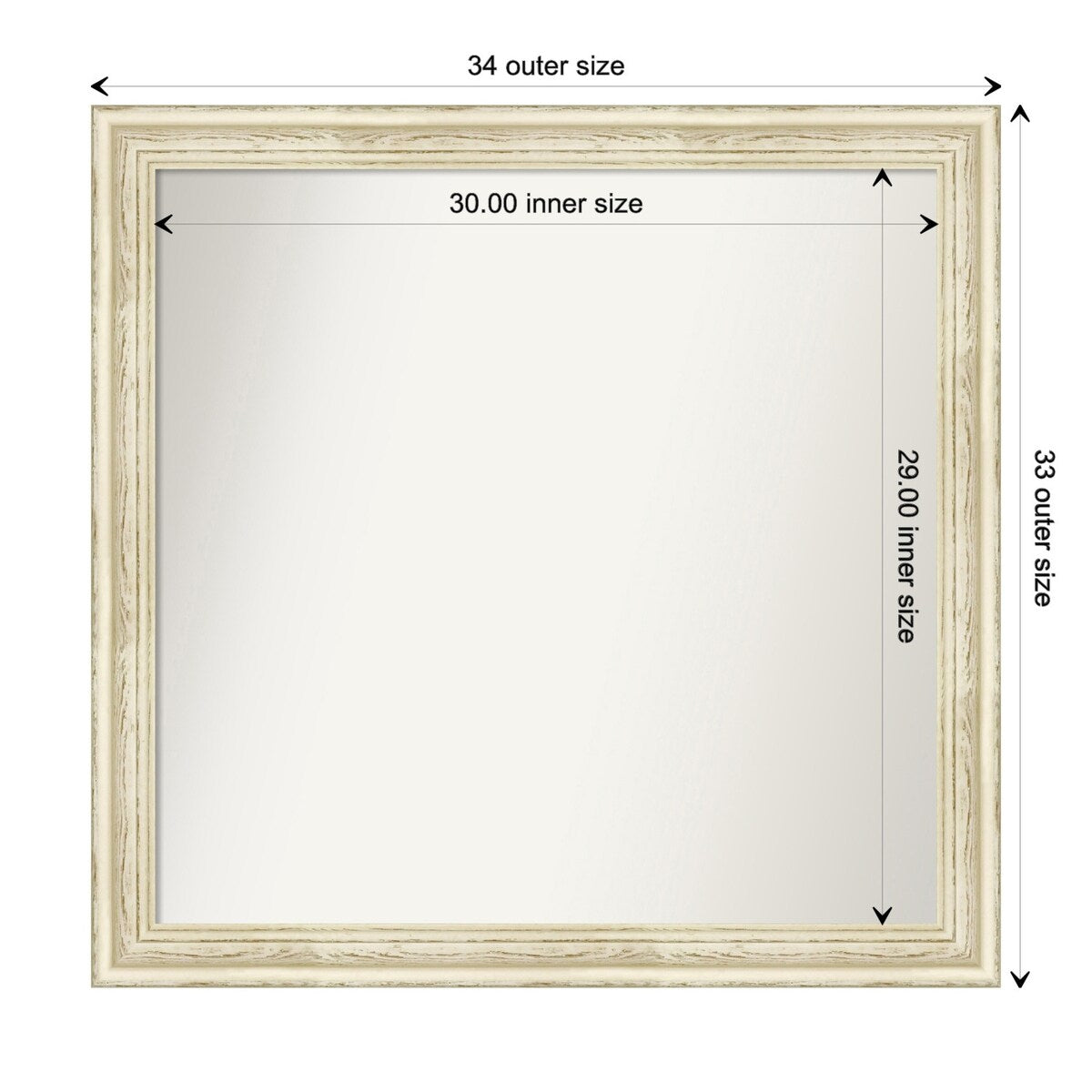 Wall Mirror Choose Your Custom Size - Large, Country Whitewash Wood