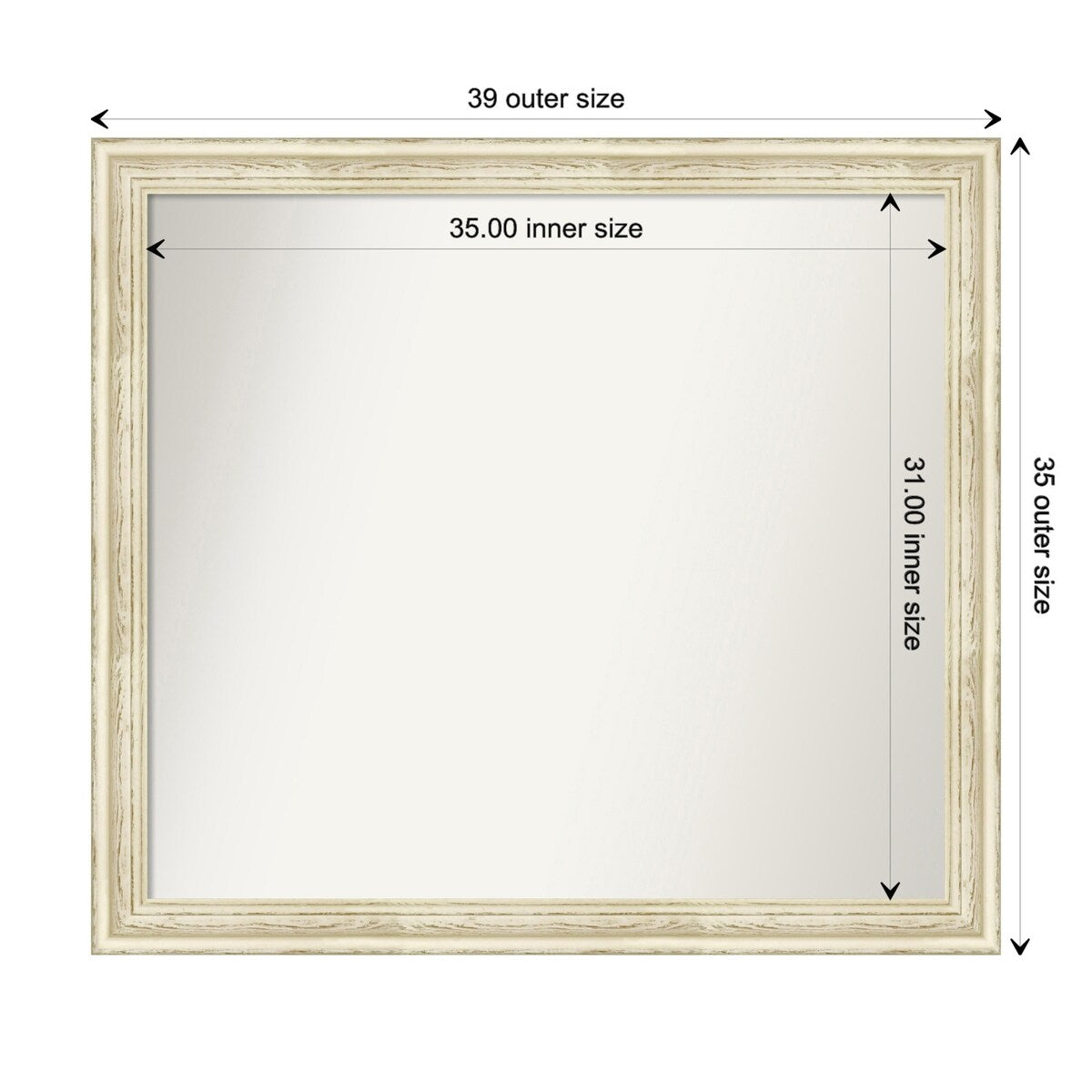 Wall Mirror Choose Your Custom Size - Large, Country Whitewash Wood