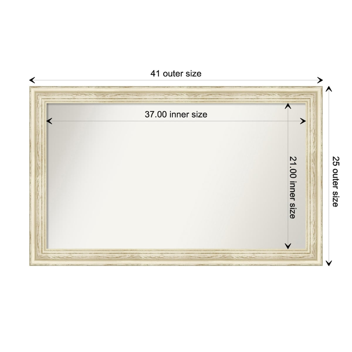 Wall Mirror Choose Your Custom Size - Large, Country Whitewash Wood