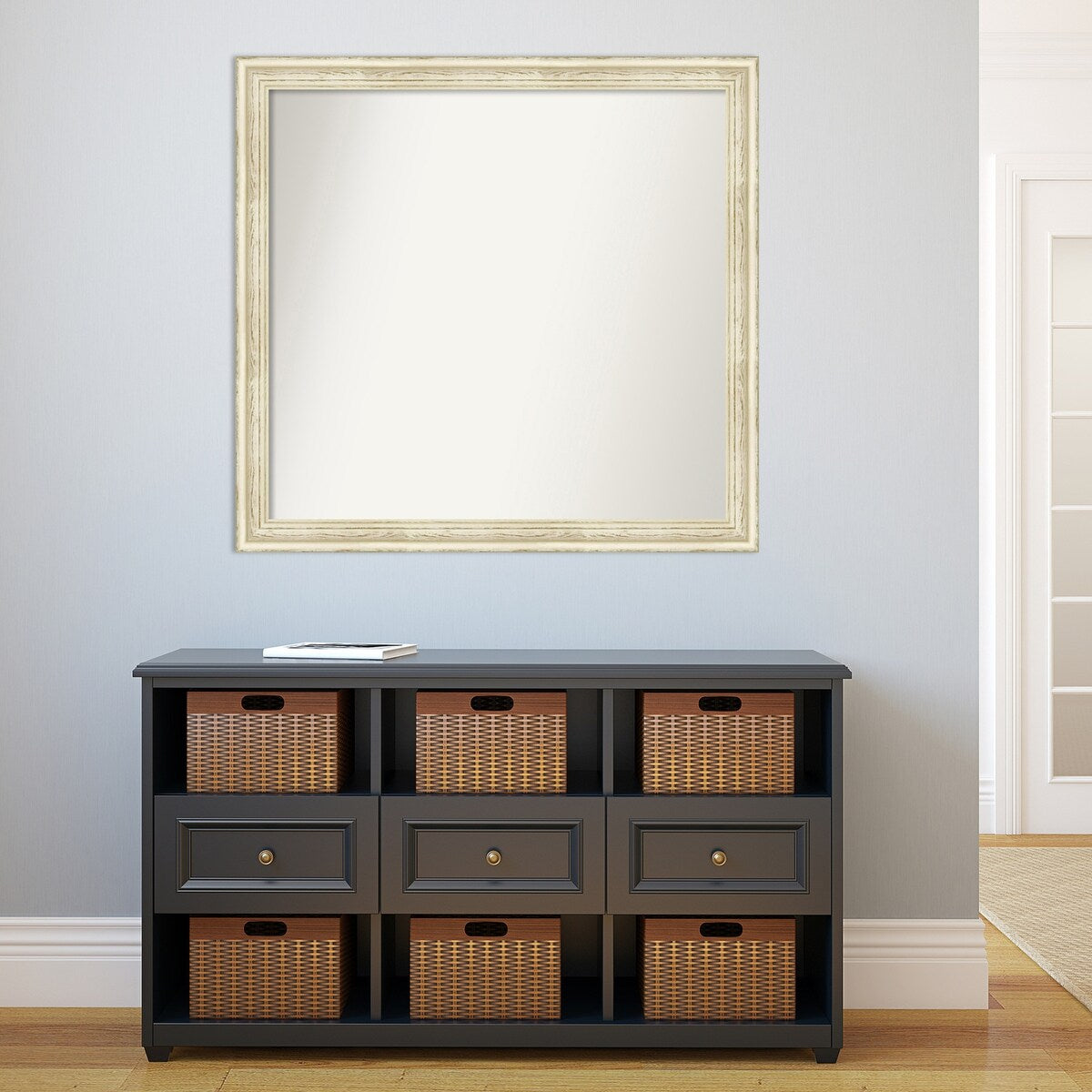 Wall Mirror Choose Your Custom Size - Large, Country Whitewash Wood