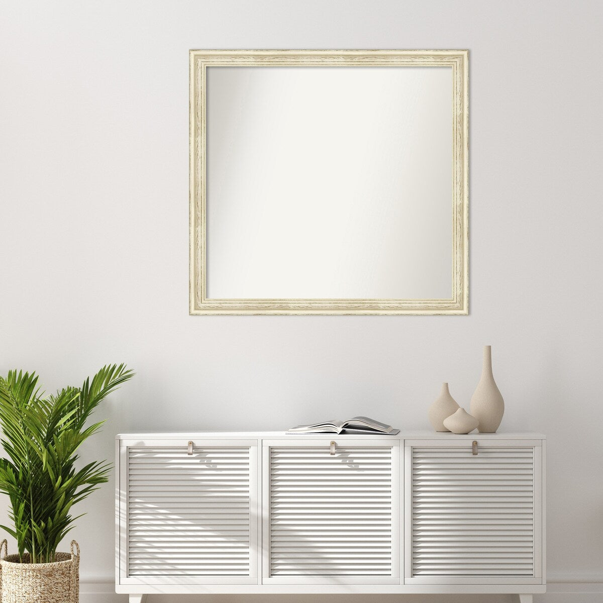 Wall Mirror Choose Your Custom Size - Large, Country Whitewash Wood
