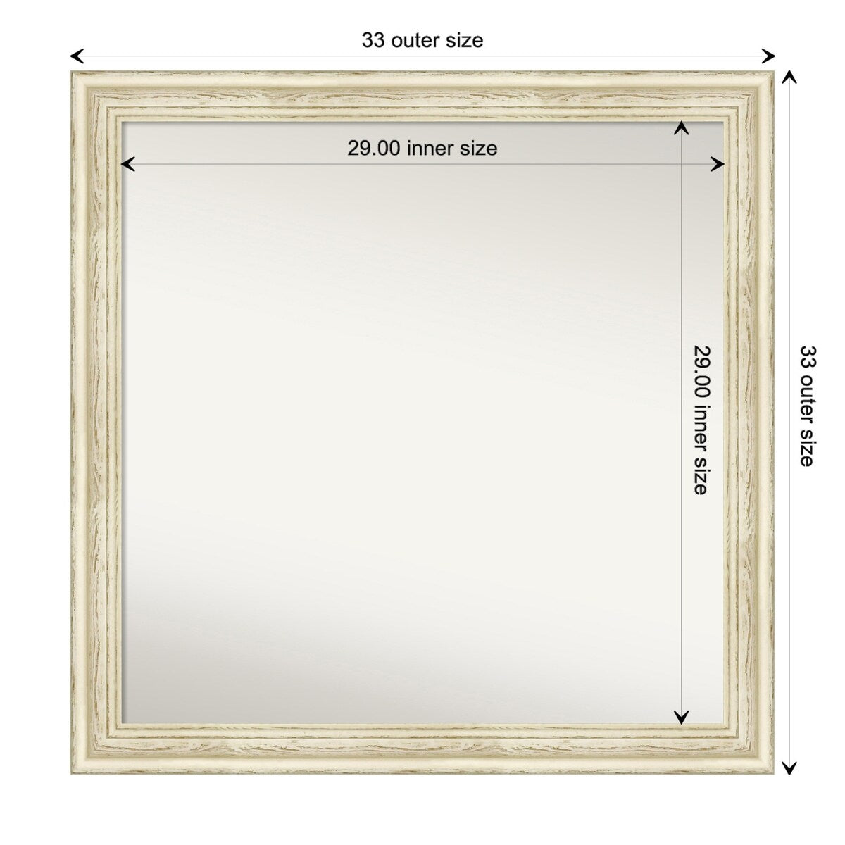 Wall Mirror Choose Your Custom Size - Large, Country Whitewash Wood